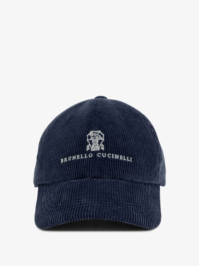 Brunello Cucinelli Corduroy Hat With Embroidered Logo Cadetto