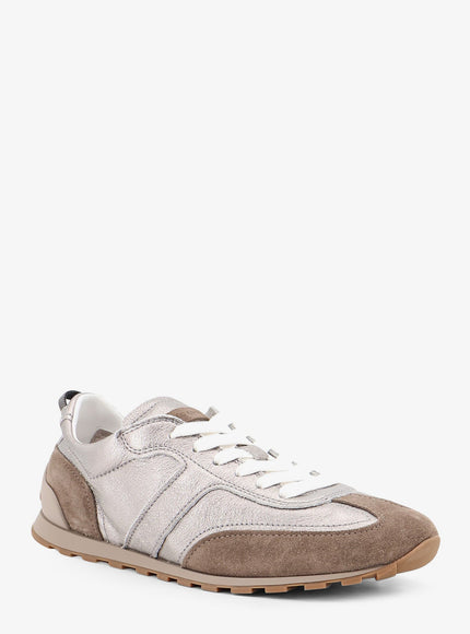 Brunello Cucinelli Laminated Leather And Suede Sneakers