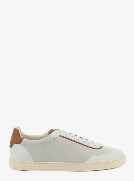 Brunello Cucinelli Low-Top Suede And Leather Sneakers Opticalbiancocuoio