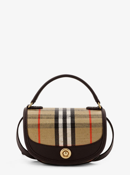 Burberry Highlands Crossbody Bag With Iconic Check Pattern Uni Sand