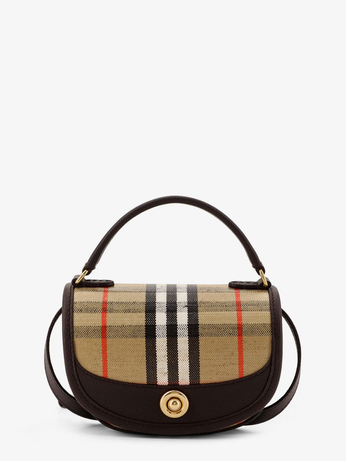Burberry Highlands Crossbody Bag With Iconic Check Pattern Uni Sand