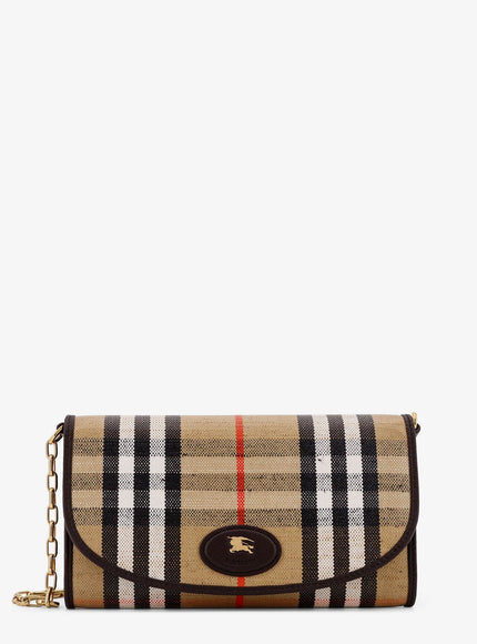 Burberry Coated Canvas Crossbody Bag With Check Pattern Uni Sand