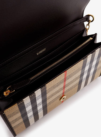 Burberry Coated Canvas Crossbody Bag With Check Pattern