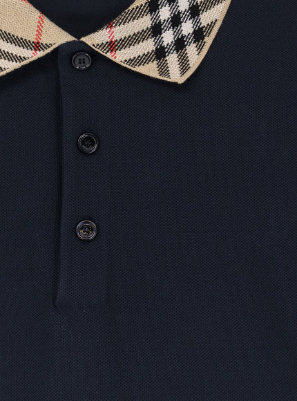 Burberry Check Collar Cotton Polo Shirt
