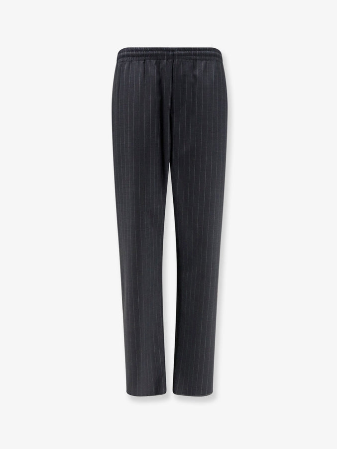 Burberry Wool Trousers With Drawstring Iron Grey Stripe