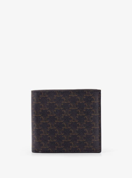 Celine Bifold Triomphe Coated Canvas And Leather Wallet Uni Black