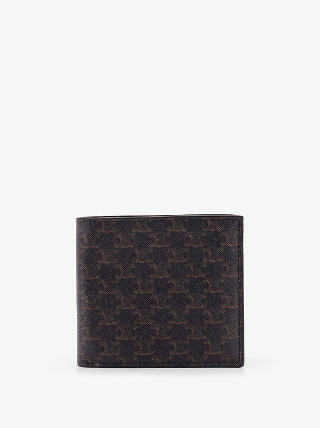 Celine Bifold Triomphe Coated Canvas And Leather Wallet Uni Black