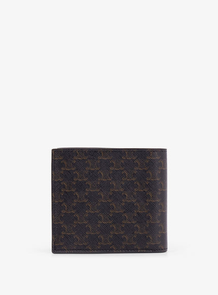 Celine Bifold Triomphe Coated Canvas And Leather Wallet