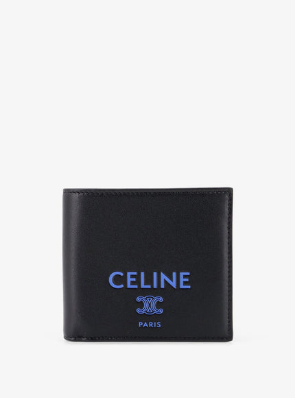 Celine Leather Bi-Fold Wallet Uni Blackultrablue