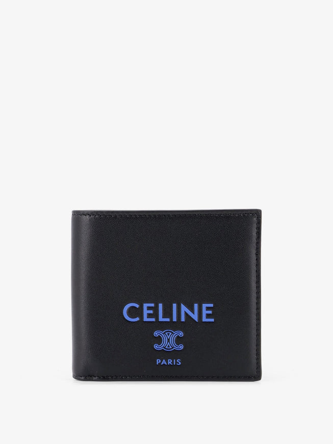 Celine Leather Bi-Fold Wallet Uni Blackultrablue