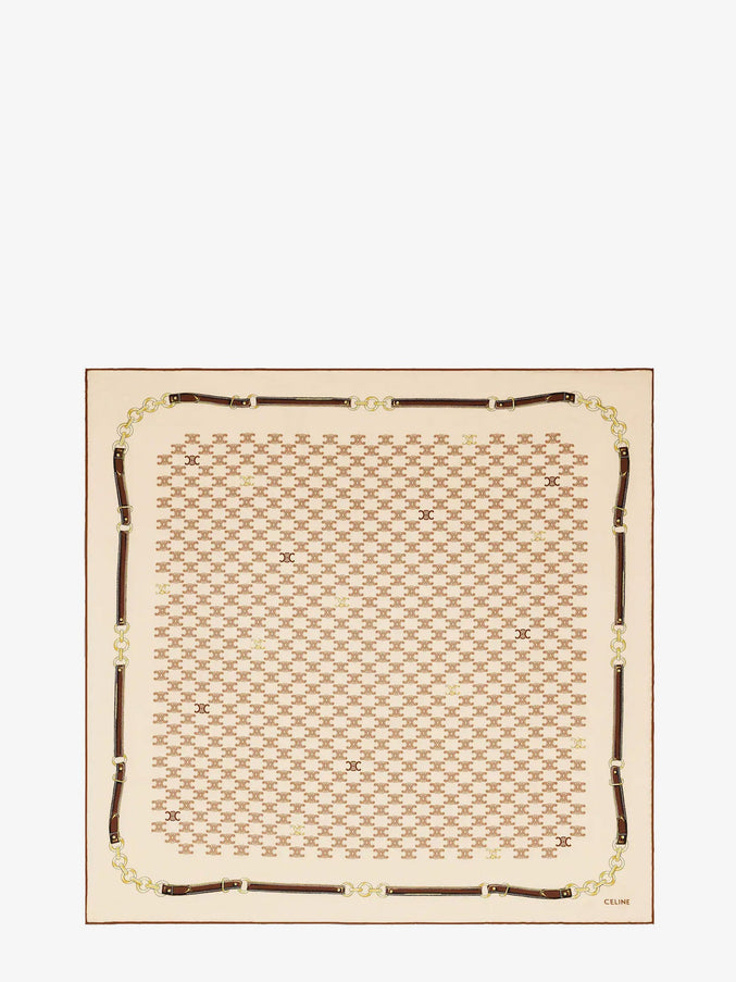 Celine Bandana Silk Foulard Uni Vanillabrowntan
