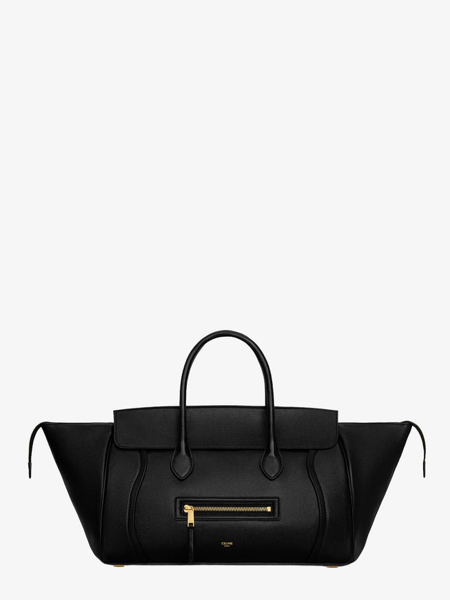 Celine Luggage Leather Handbag With Logo Lettering On The Front Uni Black