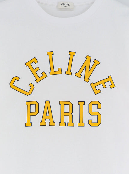 Celine Cotton T-Shirt With Front Logo Print
