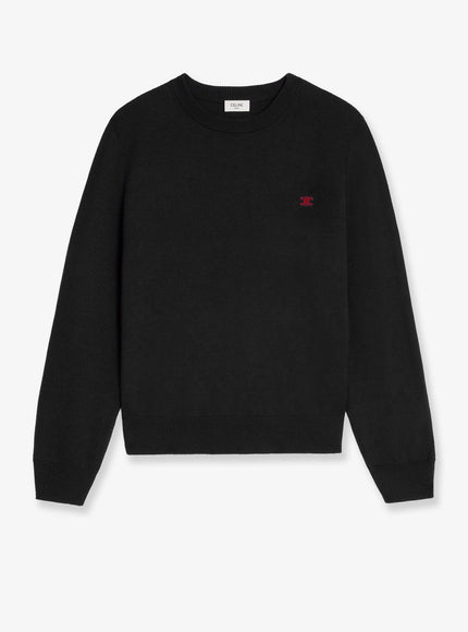 Celine Wool Sweater With Logo Embroidery Black