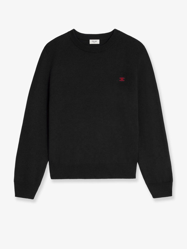 Celine Wool Sweater With Logo Embroidery Black
