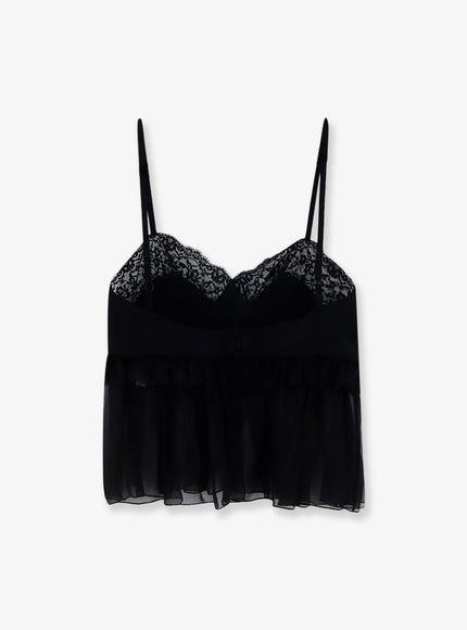 Chloé Silk Camisole Top with Lace Trim