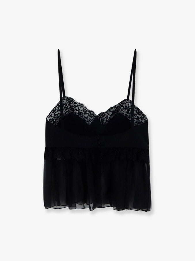 Chloé Silk Camisole Top with Lace Trim