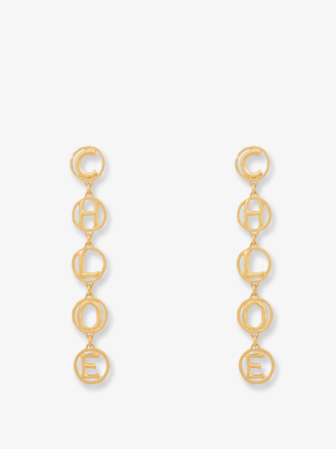 Chloe' Brass Script Earrings Uni Vintage Gold