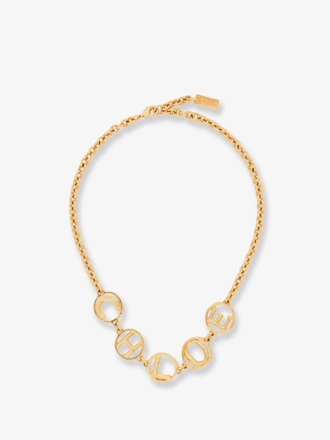 Chloe' Brass Script Necklace Uni Vintage Gold