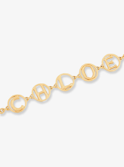 Chloe' Brass Script Necklace