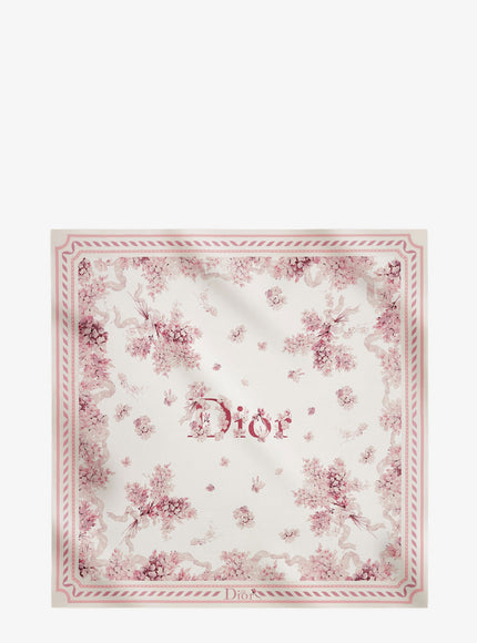 Dior Dior Lilac Bouquet Print Silk Foulard Uni Rose