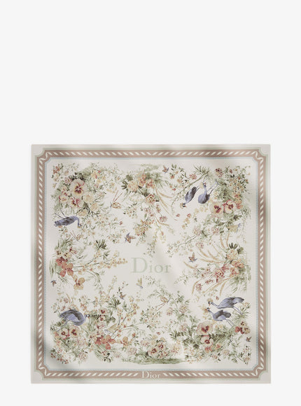 Dior Toile De Jouy Floral Garden Dioriviera 90 Silk Foulard Uni Beige