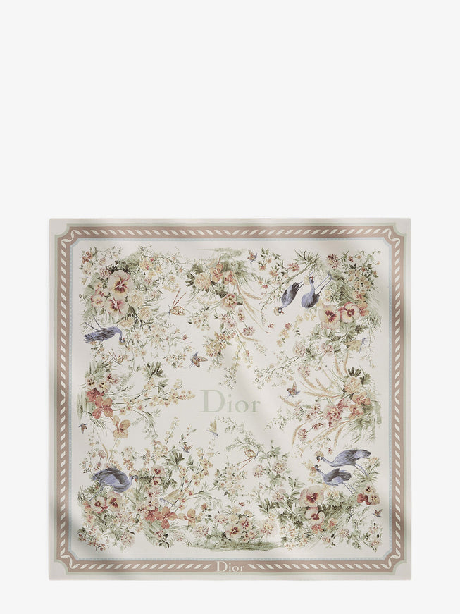 Dior Toile De Jouy Floral Garden Dioriviera 90 Silk Foulard Uni Beige