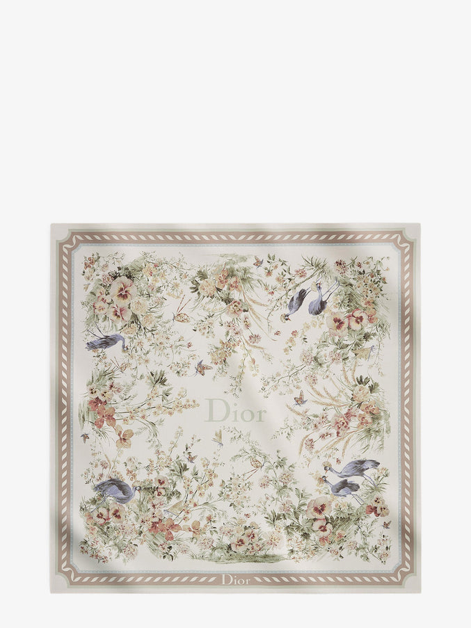 Dior Toile De Jouy Floral Garden Dioriviera 90 Silk Foulard Uni Beige