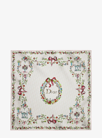 Dior Dior Arabesque Dioriviera 90 Silk Foulard Uni Ecru Ivoire