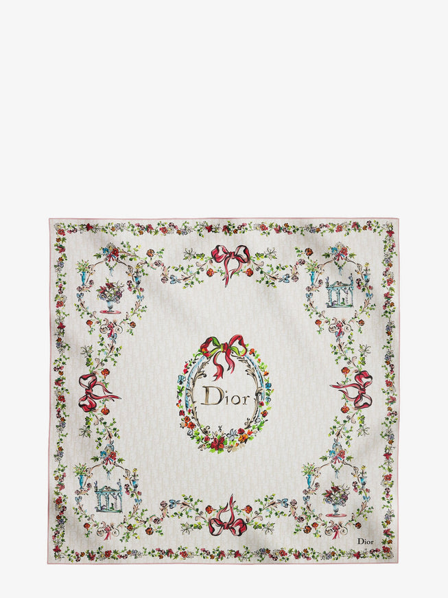 Dior Dior Arabesque Dioriviera 90 Silk Foulard Uni Ecru Ivoire