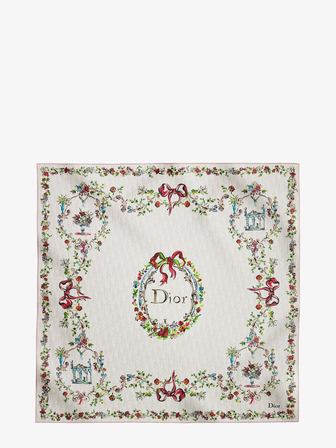 Dior Dior Arabesque Dioriviera 90 Silk Foulard Uni Ecru Ivoire