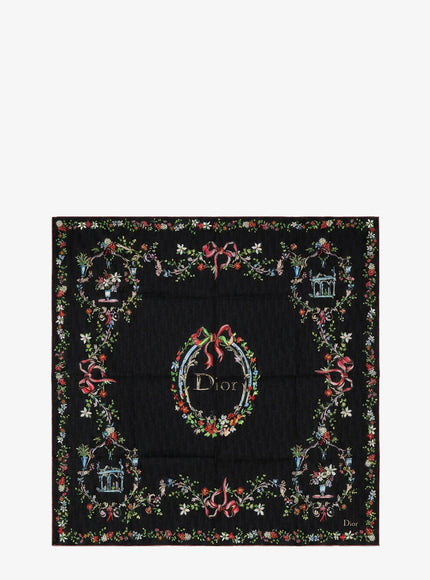 Dior Dior Arabesque Dioriviera 90 Silk Foulard Uni Noir
