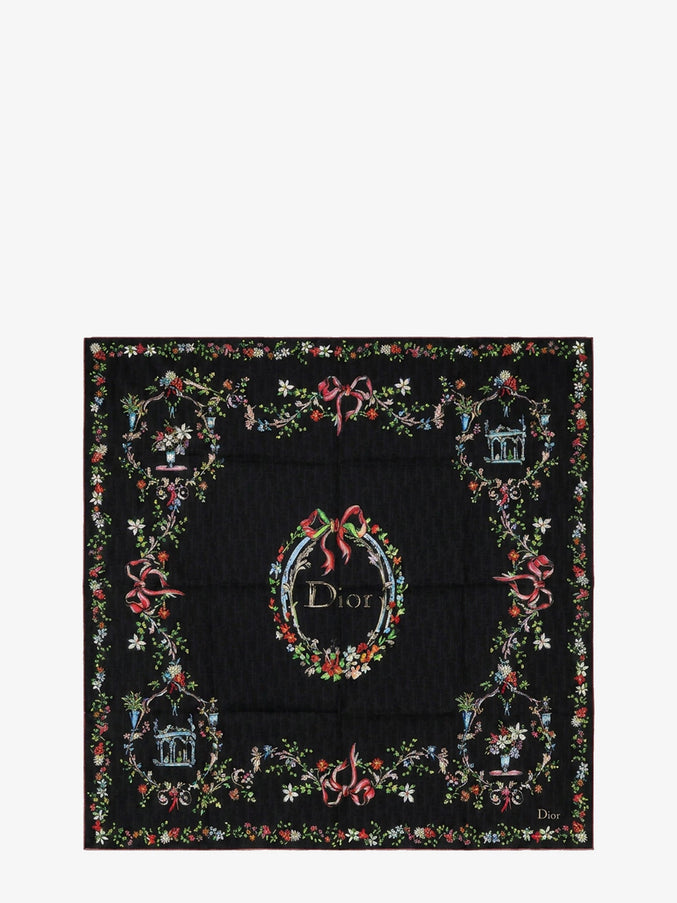 Dior Dior Arabesque Dioriviera 90 Silk Foulard Uni Noir