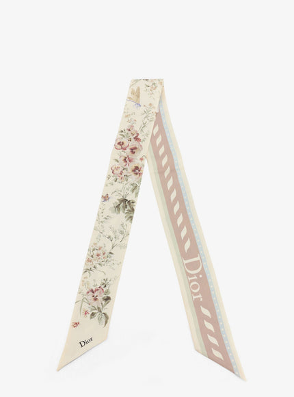 Dior Silk Bandeau With Toile De Jouy Floral Garden Print Uni Beige