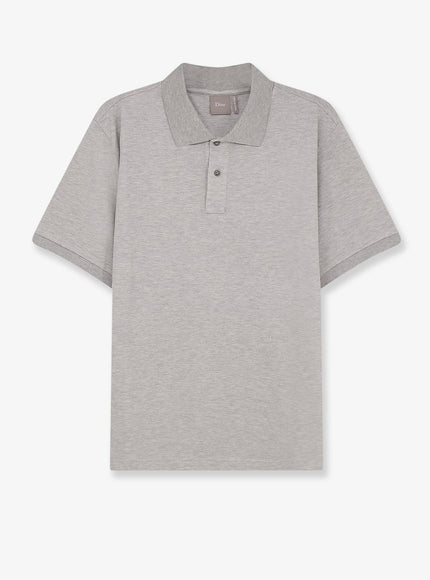 Dior Cotton And Silk Polo Shirt Gris