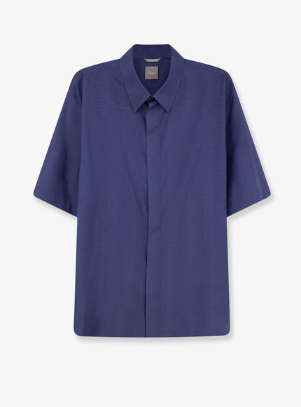 Dior Cannage Silk And Lyocell Shirt Bleufonce
