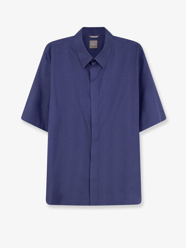 Dior Cannage Silk And Lyocell Shirt Bleufonce