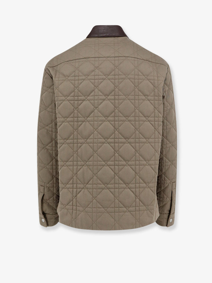 Dior Cannage Quilted Shirt Jacket with Leather Collar