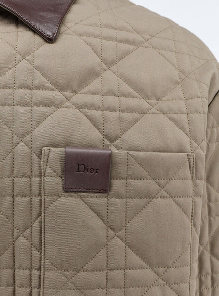 Dior Cannage Quilted Shirt Jacket with Leather Collar