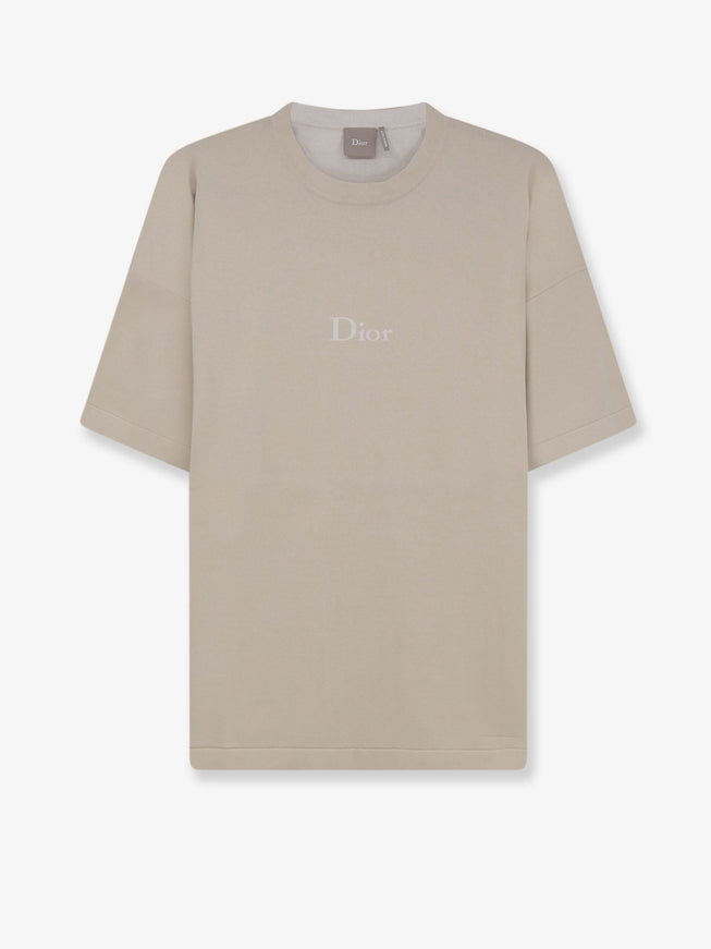 Dior Cotton T-Shirt With Lettering Logo Beige