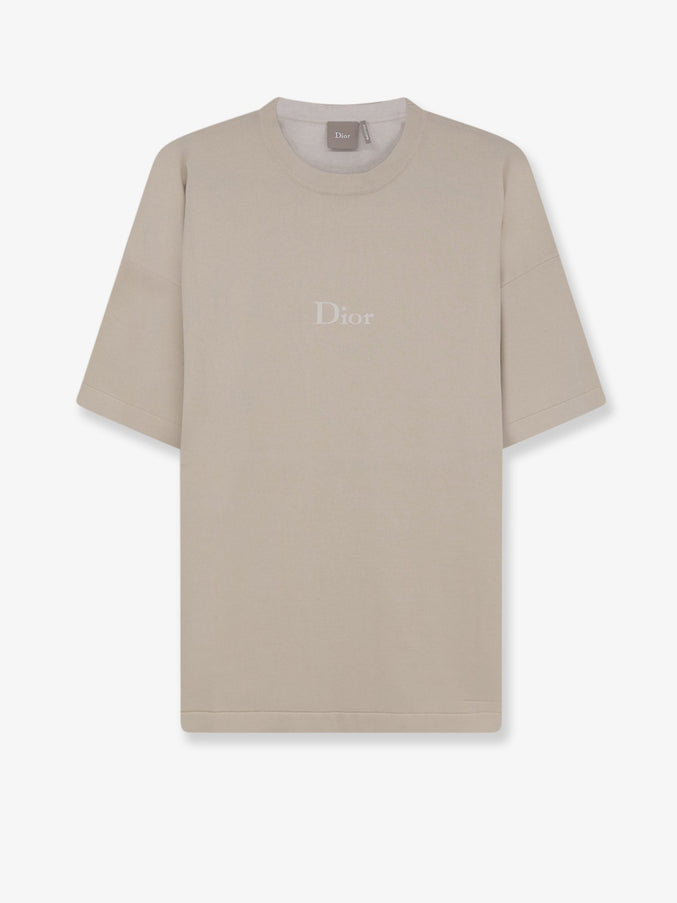 Dior Cotton T-Shirt With Lettering Logo Beige