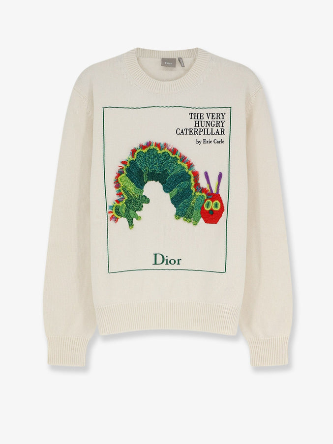 Dior Cotton And Wool Sweater With Book Cover Embroidery Blanc