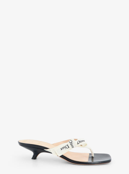 Dior J'adior Cotton Flip-Flops With Embroidered Logo Noir