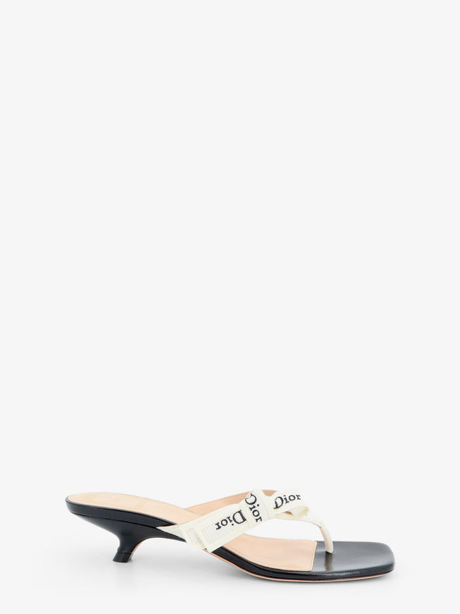 Dior J'adior Leather Mule with Embroidered Logo Noir