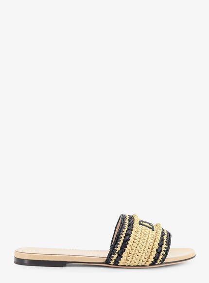 Dior Dior Woven Dioriviera Technical Fabric And Crochet Raffia Sandals Beige