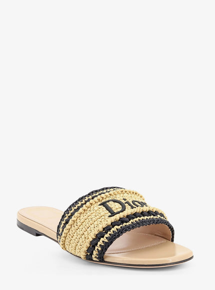 Dior Dior Woven Dioriviera Technical Fabric And Crochet Raffia Sandals