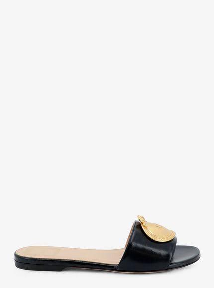 Dior Dior Medaillon Leather Sandals Noir