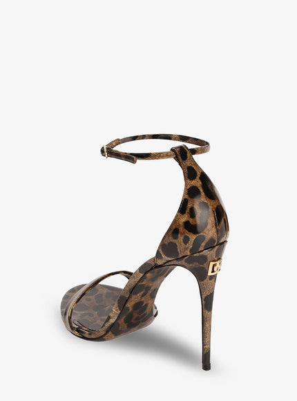 Dolce & Gabbana Leather Sandals With Leo Print
