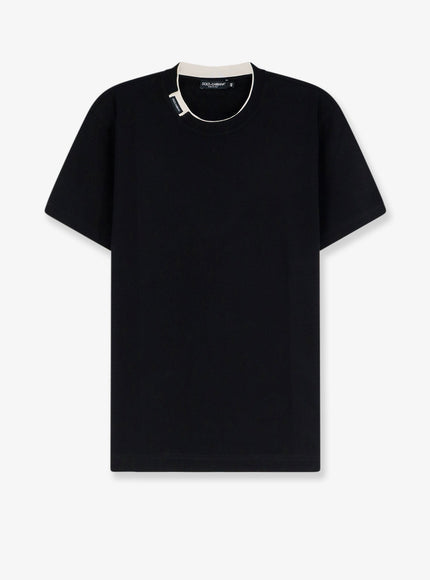 Dolce & Gabbana Cotton T-Shirt With Contrasting Profile Nero