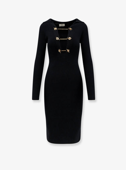 Elisabetta Franchi Long Viscose Blend Dress Nero
